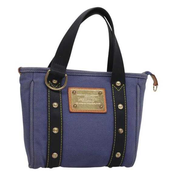 LOUIS VUITTON Antigua Cabas PM Tote Bag Canvas Blue Black M40090 LV Auth BA3231 - Picture 1 of 16